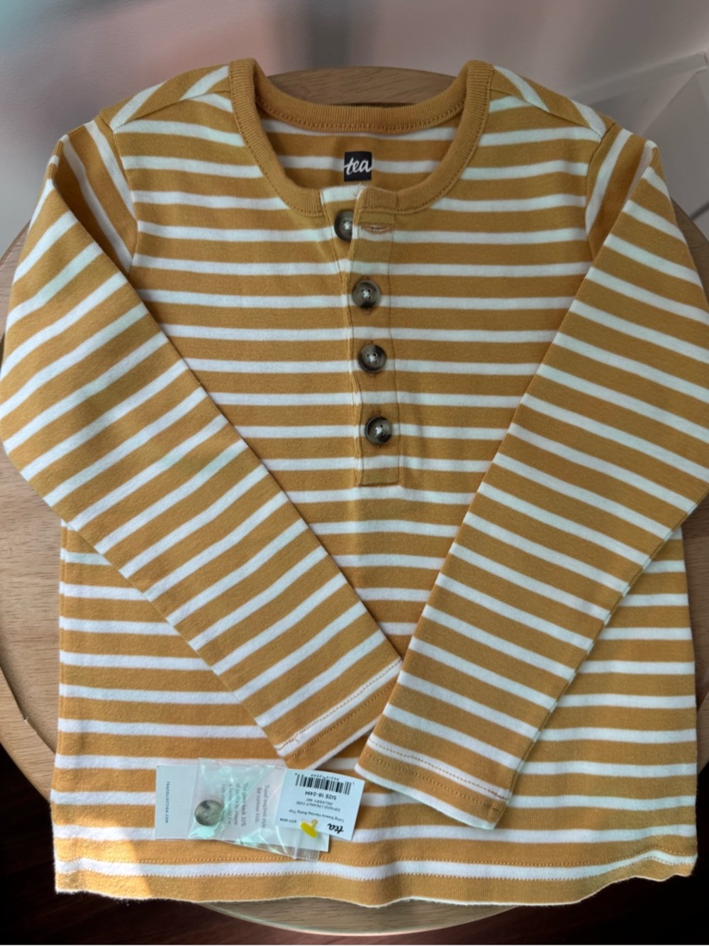 Tea Mustard Yellow/White Striped Shirt 18-24 Months NWT